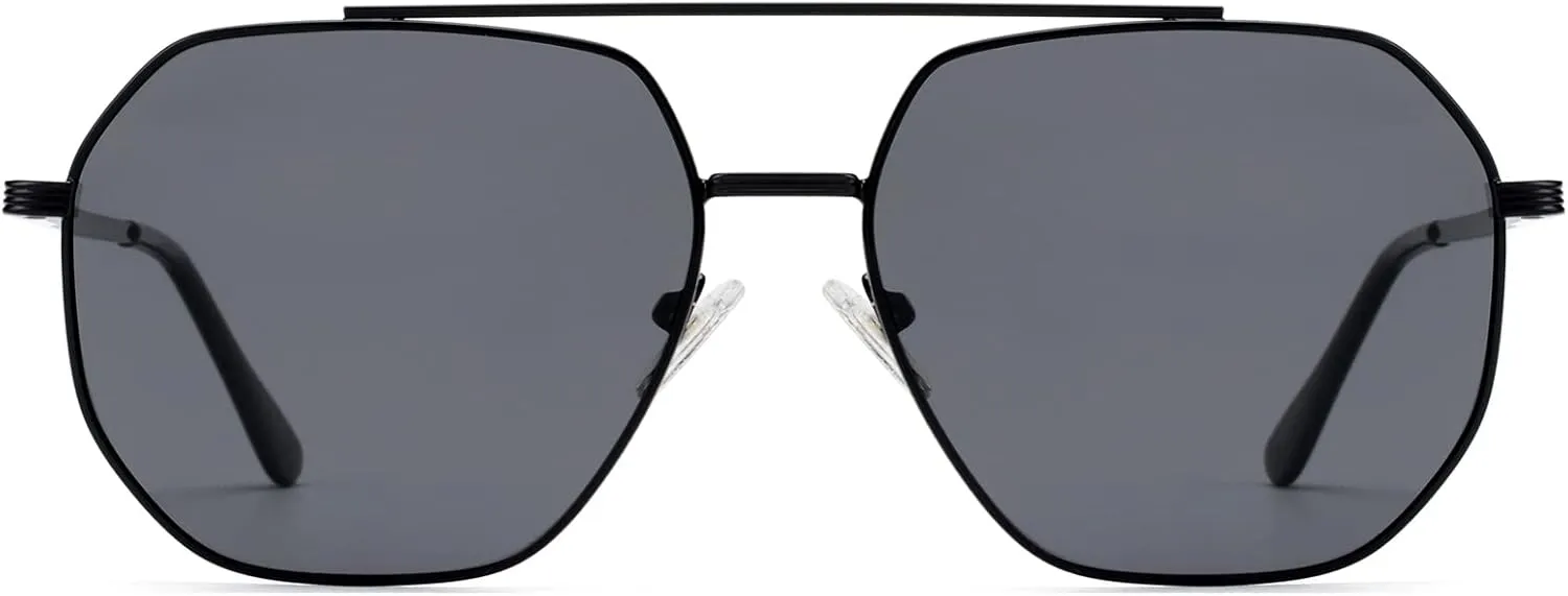 Polarized Aviator Sunglasses for Men Women Trendy 2025, Retro Hexagonal Sun Glasses UV Protection Shades VF2207