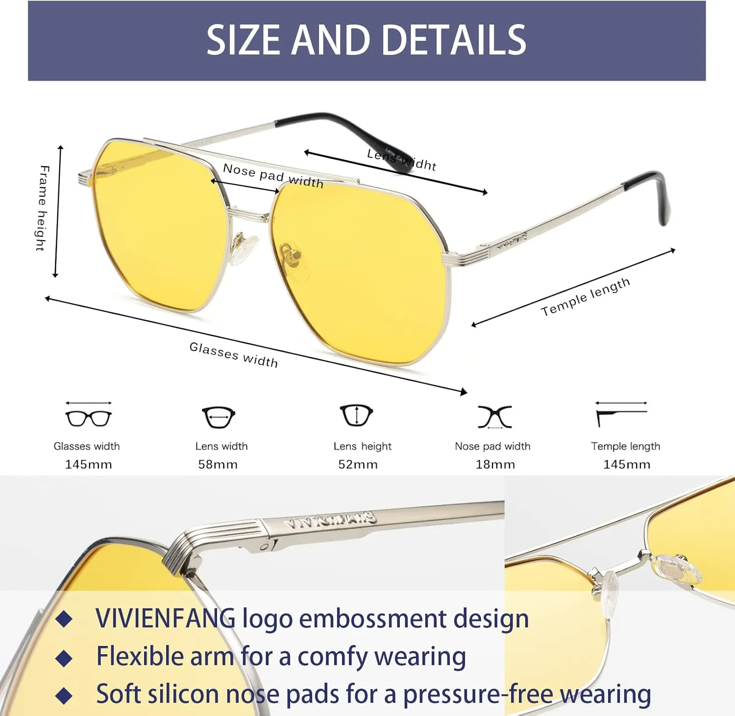 Polarized Aviator Sunglasses for Men Women Trendy 2025, Retro Hexagonal Sun Glasses UV Protection Shades VF2207