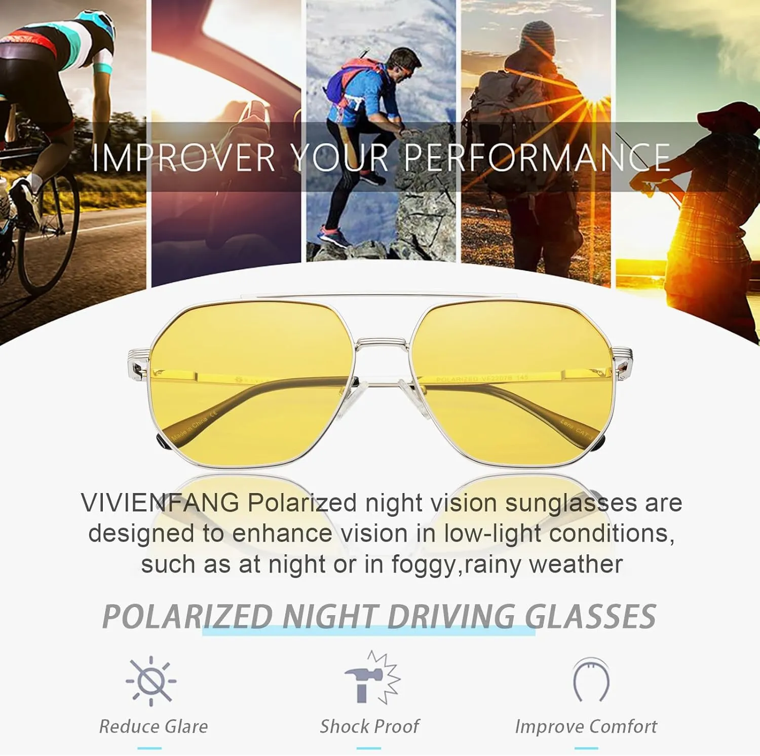 Polarized Aviator Sunglasses for Men Women Trendy 2025, Retro Hexagonal Sun Glasses UV Protection Shades VF2207