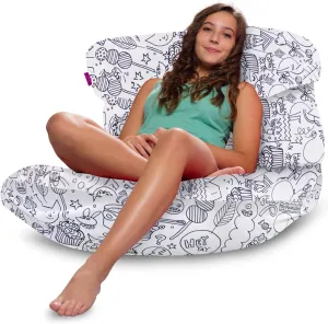 Posh Creations Structured Comfy Bean Bag Chair for Gaming, Reading, and Watching TV, Laguna Lounger, Canvas Coloring Fabric - Creatures