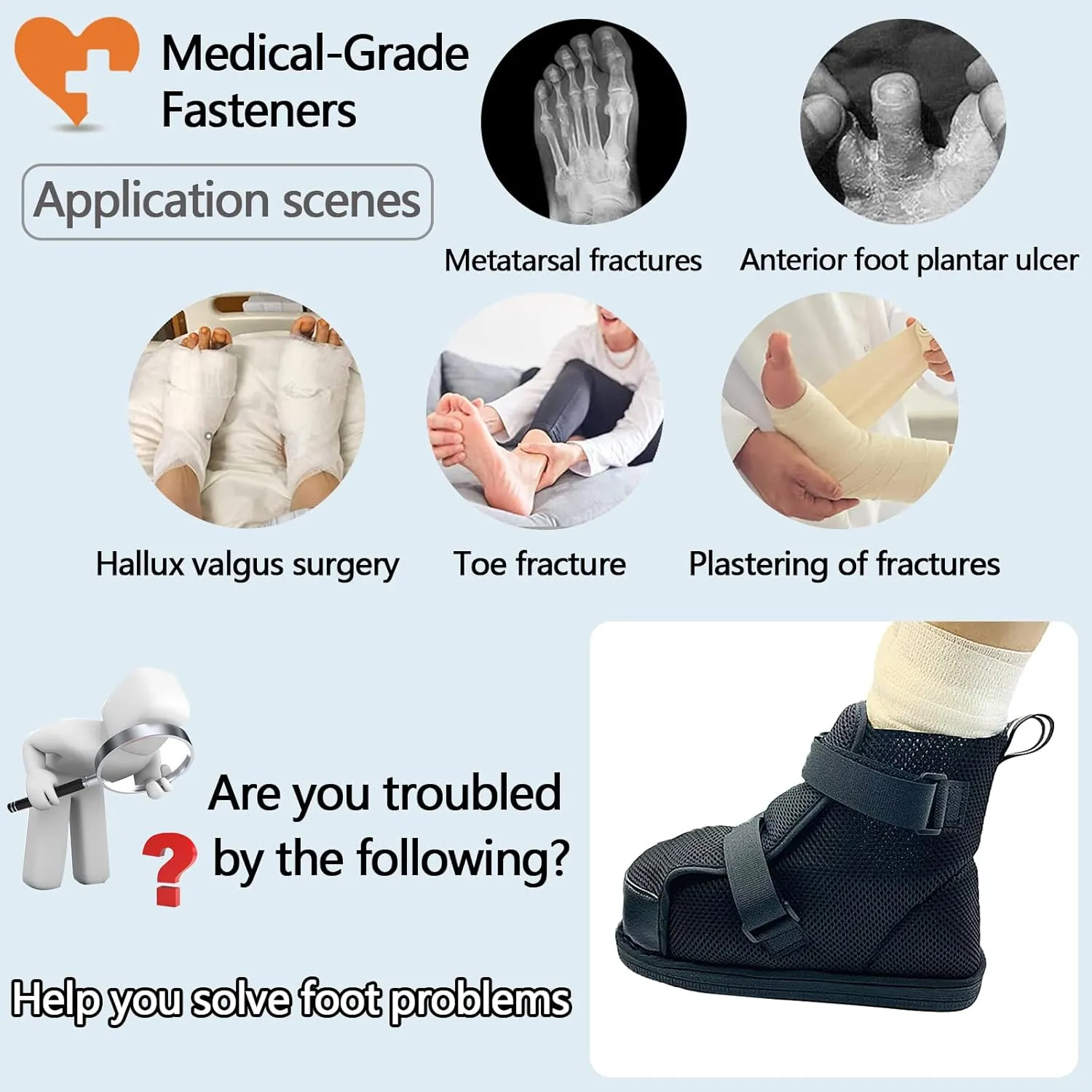 Post Op Shoe for Broken Foot,Fracture Shoes,Swollen Feet Shoes,Direct Post Op Recovery Shoe for Stable Ankle Joints,Adjustable Plaster Shoes,Swollen Feet and Injured Shoes for Men or Women