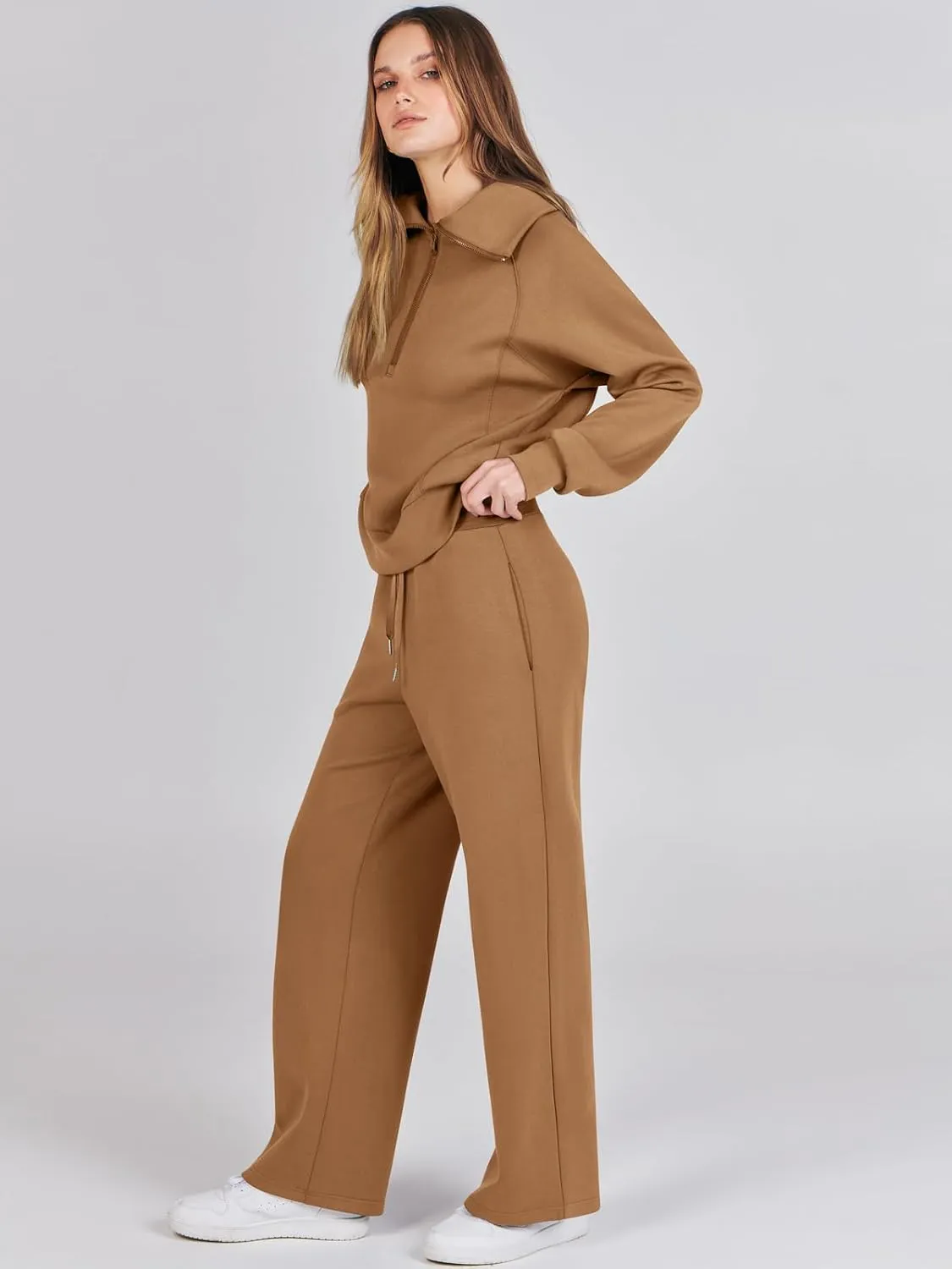Prinbara Women 2 Piece Outfits Lounge Sets 2024 Winter Oversized Sweatshirt Wide Leg Pant Casual Matching Sweat Set Tracksuit