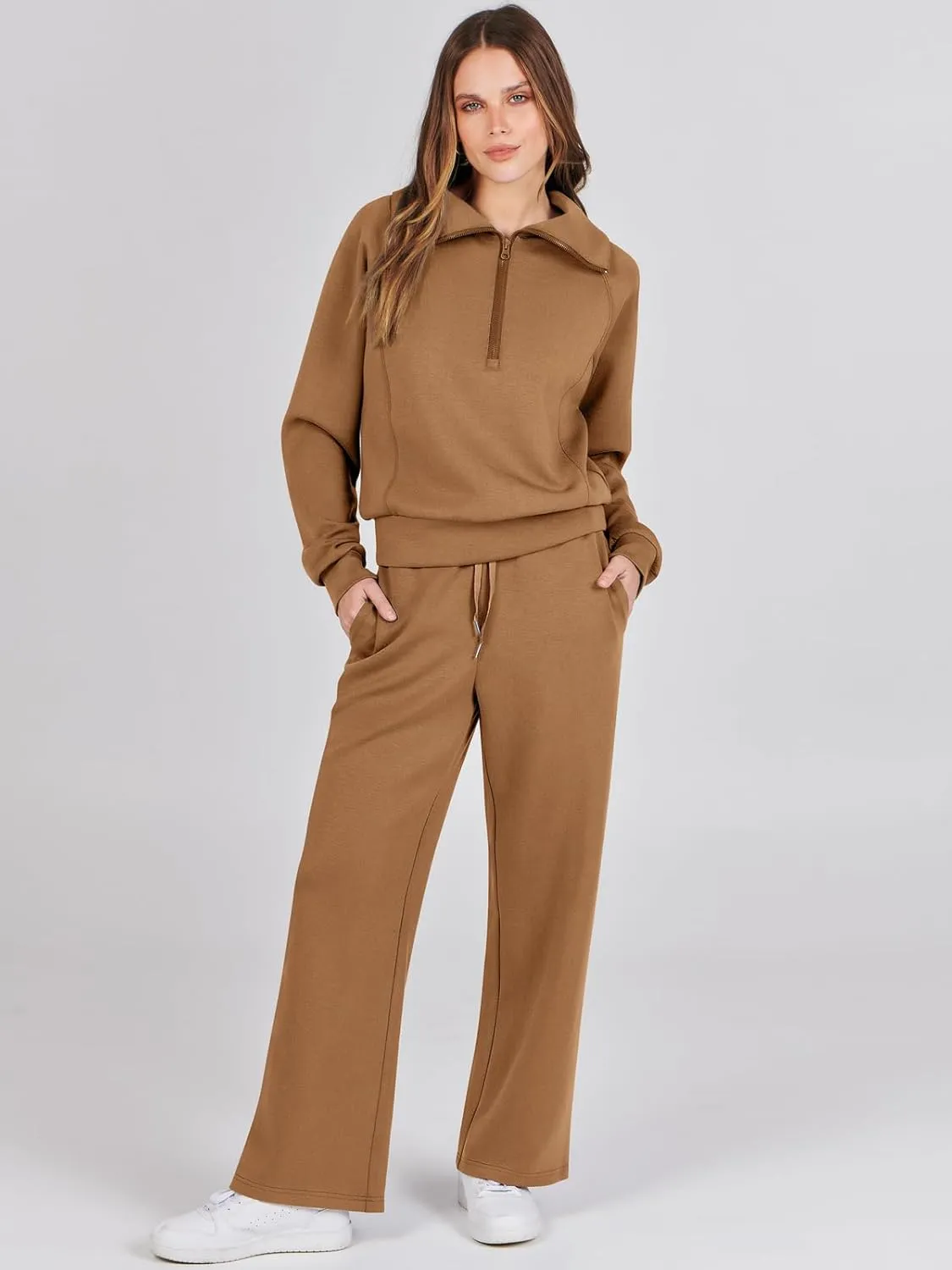 Prinbara Women 2 Piece Outfits Lounge Sets 2024 Winter Oversized Sweatshirt Wide Leg Pant Casual Matching Sweat Set Tracksuit