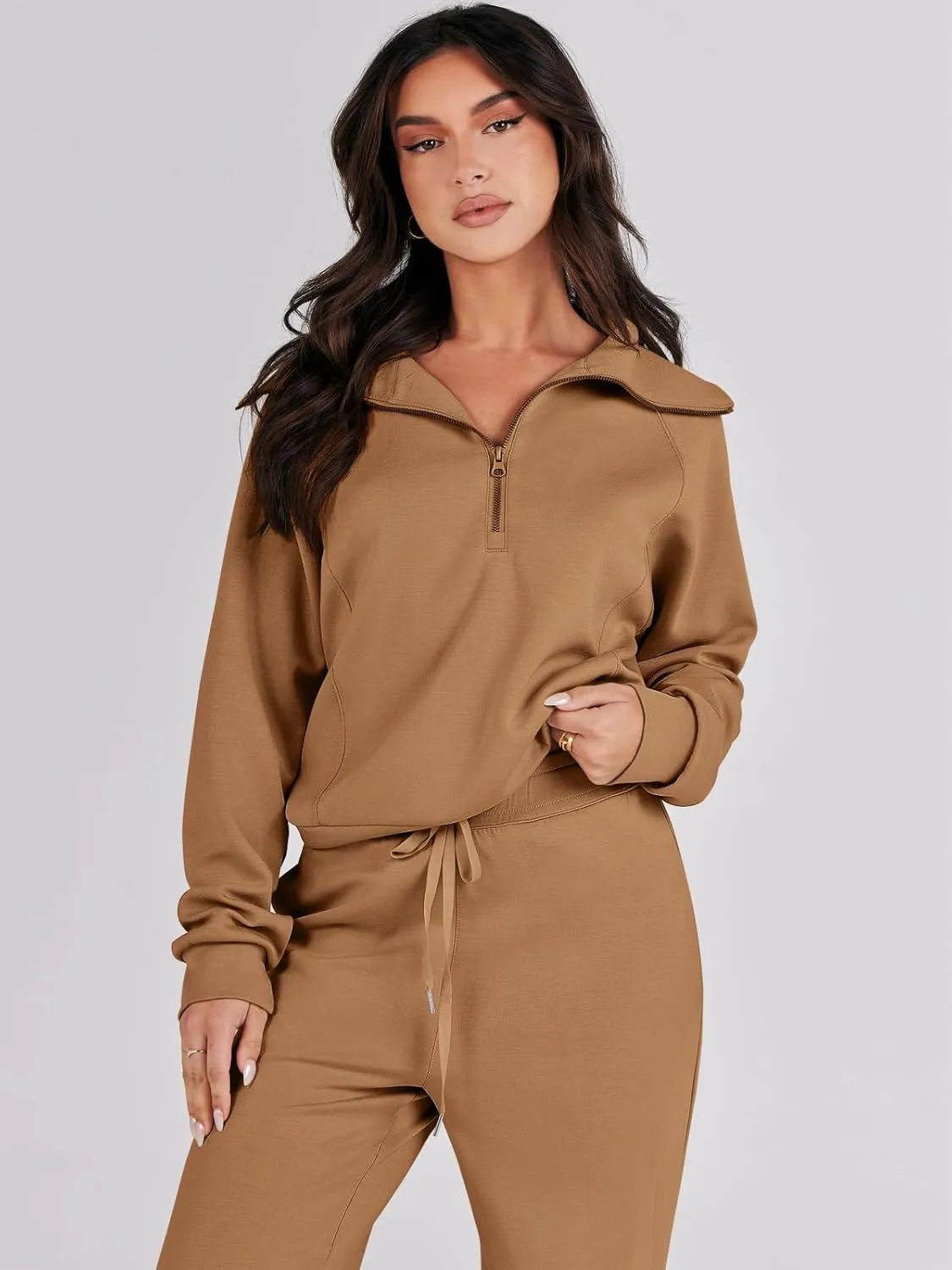 Prinbara Women 2 Piece Outfits Lounge Sets 2024 Winter Oversized Sweatshirt Wide Leg Pant Casual Matching Sweat Set Tracksuit