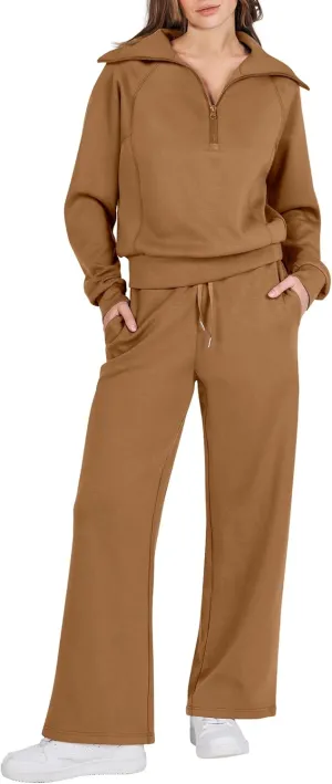 Prinbara Women 2 Piece Outfits Lounge Sets 2024 Winter Oversized Sweatshirt Wide Leg Pant Casual Matching Sweat Set Tracksuit