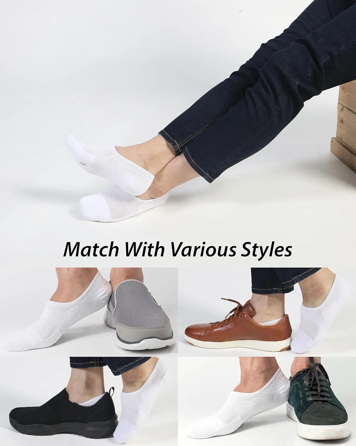 Pro Mountain Seamless No Show Socks Wide Toe Box For Health Bunion Unisex Size S to L Cotton Cushion Footies