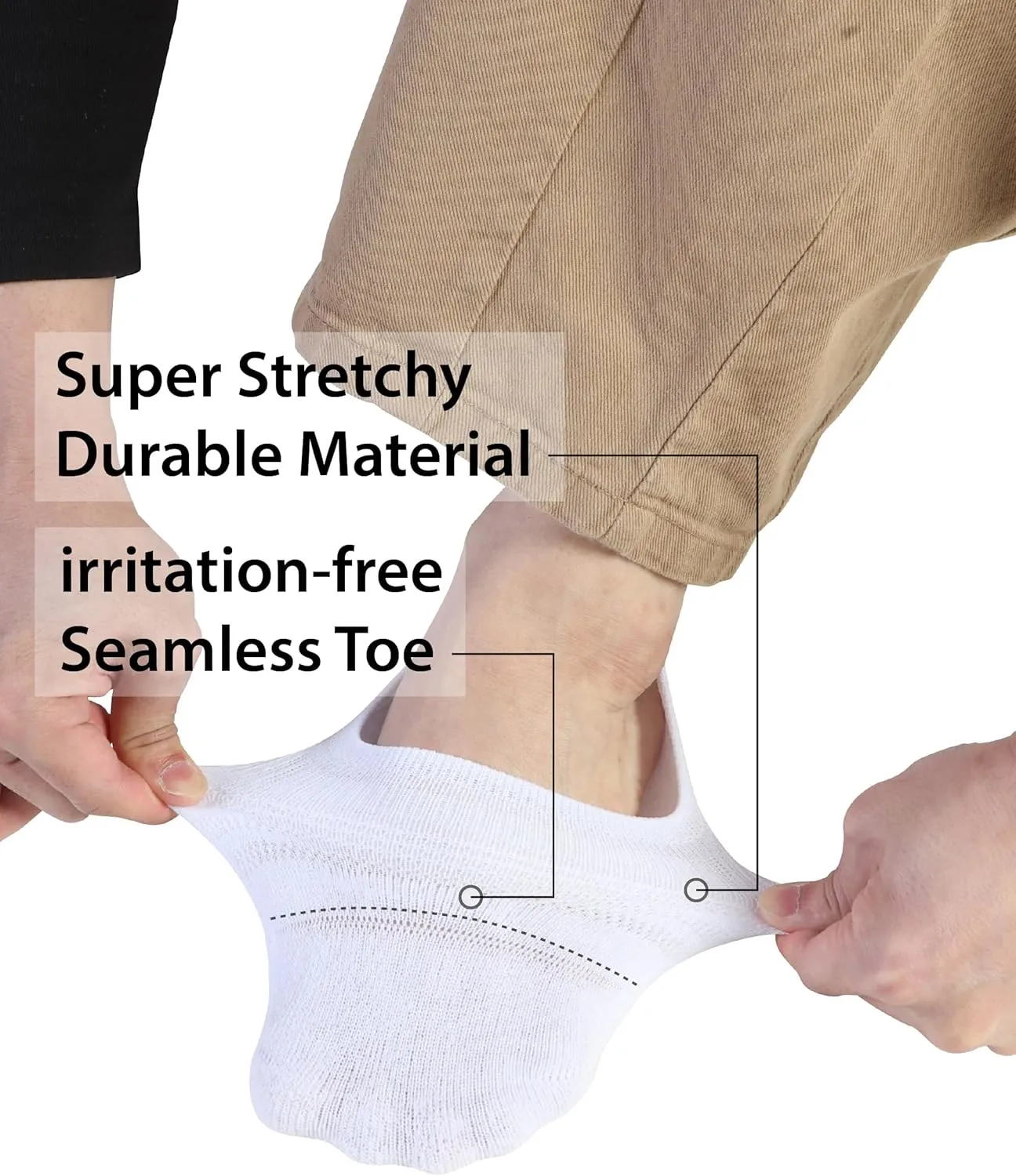 Pro Mountain Seamless No Show Socks Wide Toe Box For Health Bunion Unisex Size S to L Cotton Cushion Footies