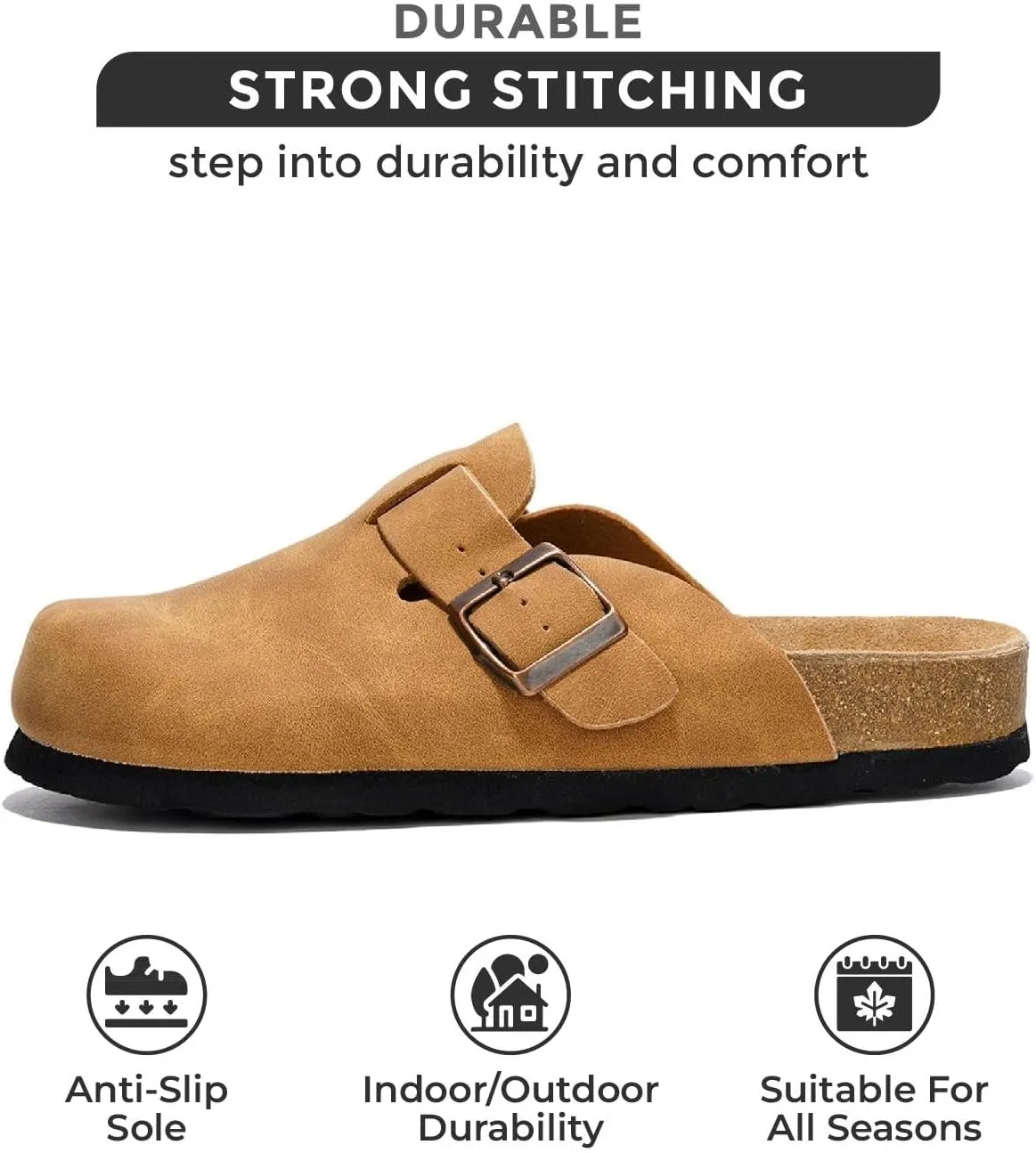 Project Cloud Genuine Leather Footbed Clogs for Women - Memory Foam Arch Support Slippers for Women - Trendy Slip-ons Women's Mules & Clogs Sandals (Benton)