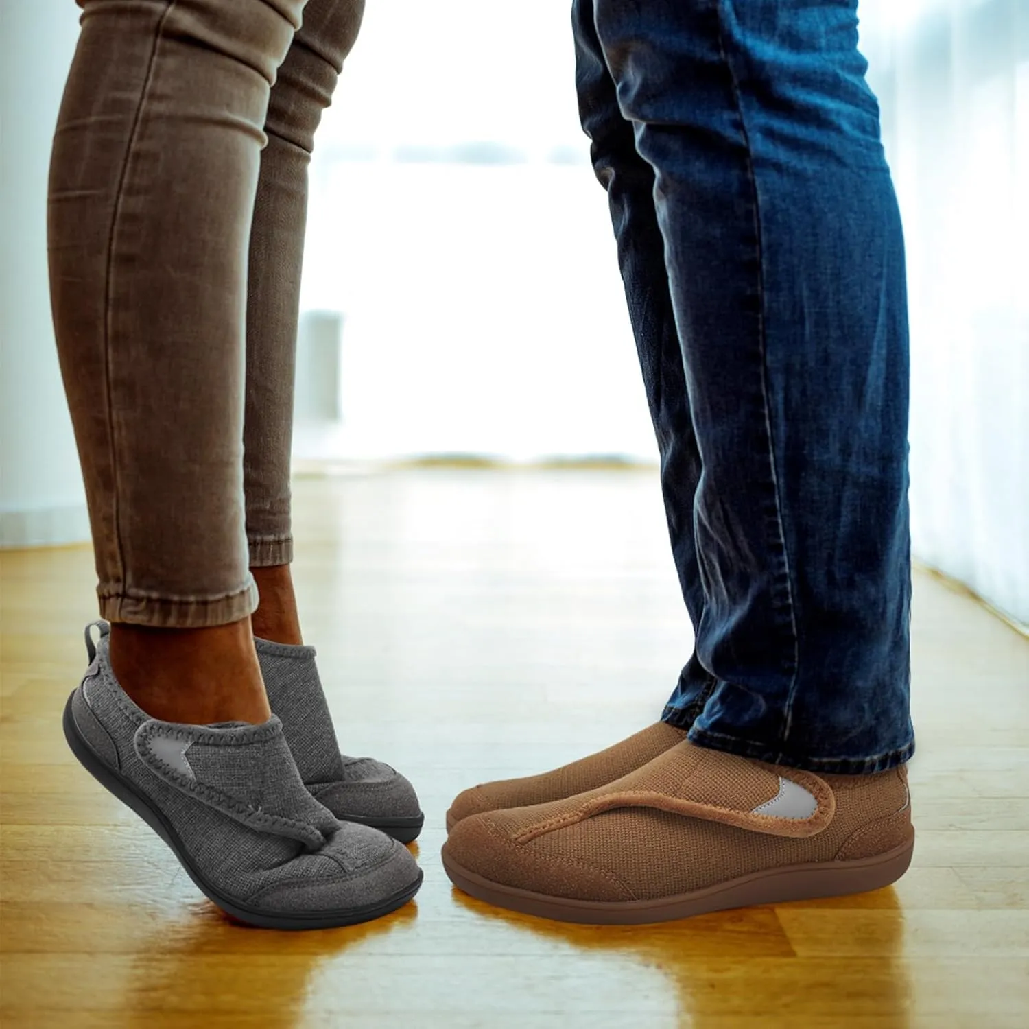 QFH Cozy Slippers for Women & Men - Wide, Diabetic, Barefoot Walking Shoes - Non-Slip, Soft Lining, Comfy House Shoes