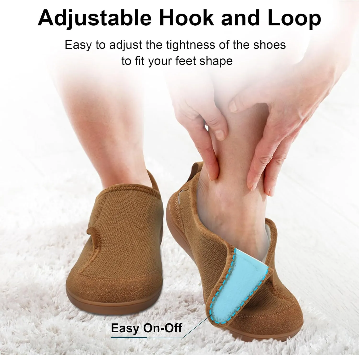 QFH Cozy Slippers for Women & Men - Wide, Diabetic, Barefoot Walking Shoes - Non-Slip, Soft Lining, Comfy House Shoes
