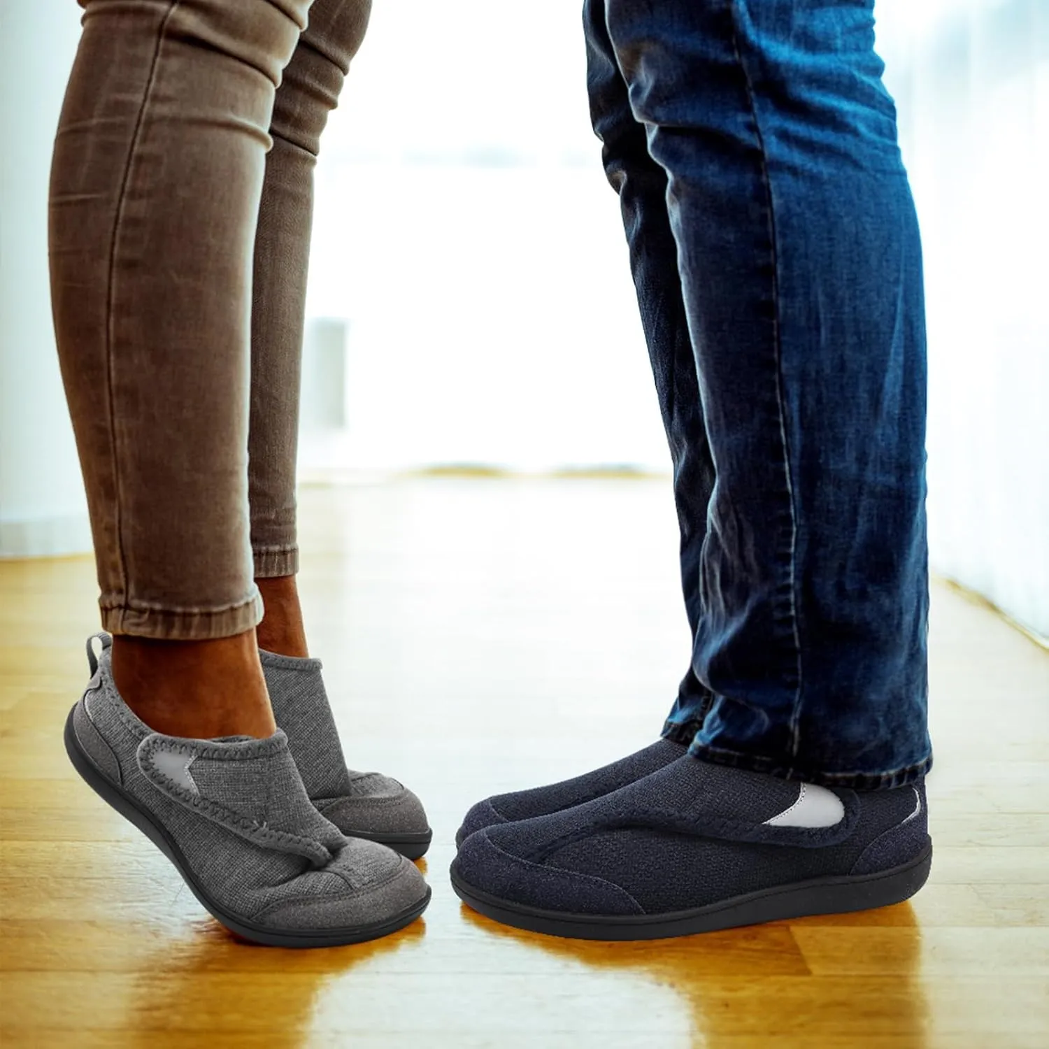 QFH Cozy Slippers for Women & Men - Wide, Diabetic, Barefoot Walking Shoes - Non-Slip, Soft Lining, Comfy House Shoes