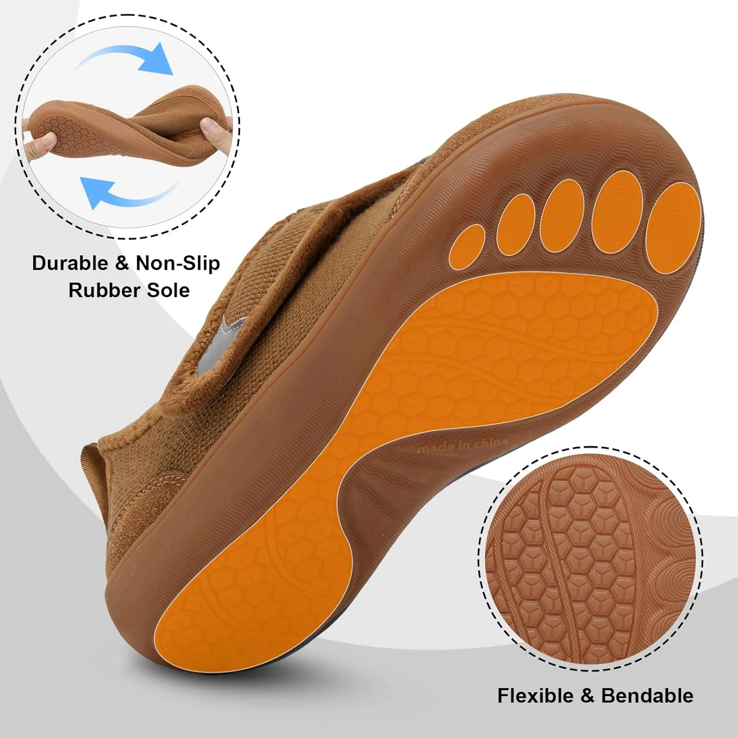 QFH Cozy Slippers for Women & Men - Wide, Diabetic, Barefoot Walking Shoes - Non-Slip, Soft Lining, Comfy House Shoes