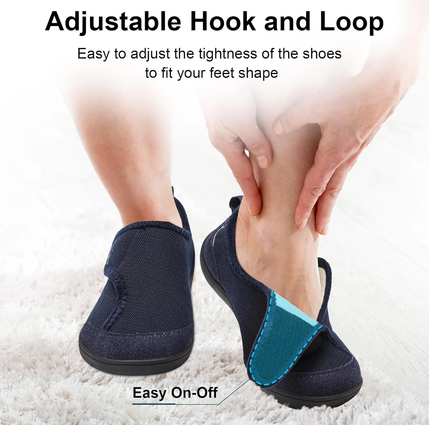 QFH Cozy Slippers for Women & Men - Wide, Diabetic, Barefoot Walking Shoes - Non-Slip, Soft Lining, Comfy House Shoes