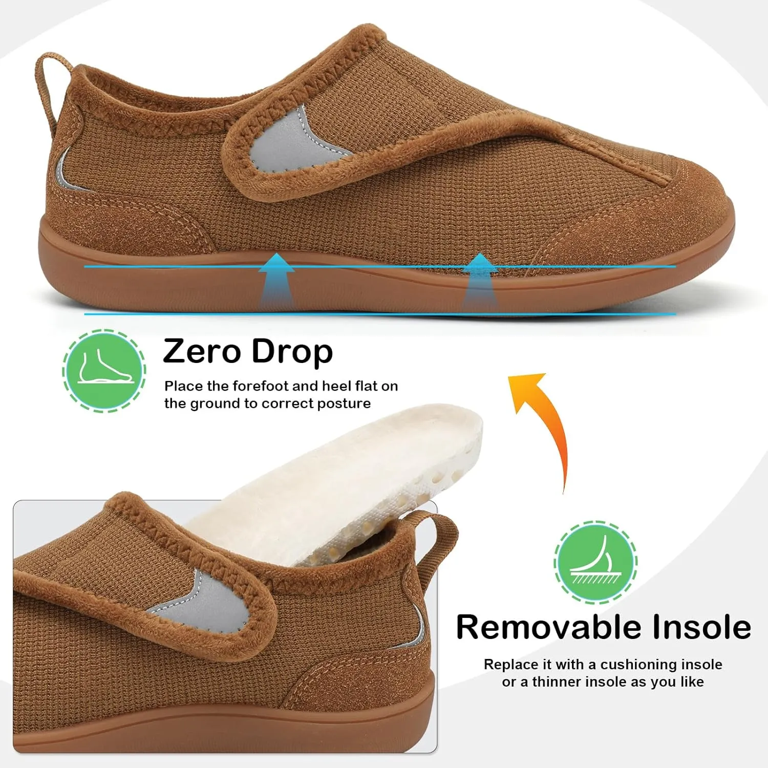 QFH Cozy Slippers for Women & Men - Wide, Diabetic, Barefoot Walking Shoes - Non-Slip, Soft Lining, Comfy House Shoes