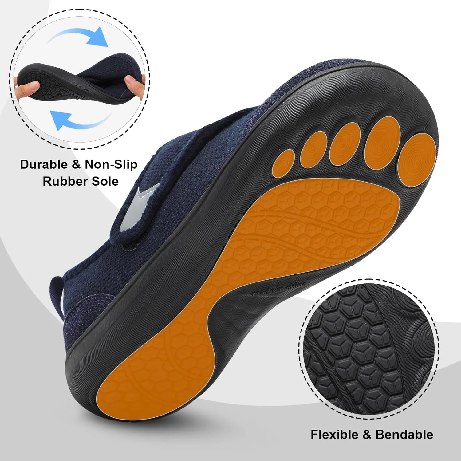 QFH Cozy Slippers for Women & Men - Wide, Diabetic, Barefoot Walking Shoes - Non-Slip, Soft Lining, Comfy House Shoes