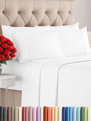 Queen 6 Piece Sheet Set - Comfy, Breathable & Cooling - Hotel Luxury Bedding for Women, Men, Kids & Teens - 1 Flat & 1 Fitted Sheet & 4 Pillowcases with Deep Pockets - Soft and Wrinkle Free - White