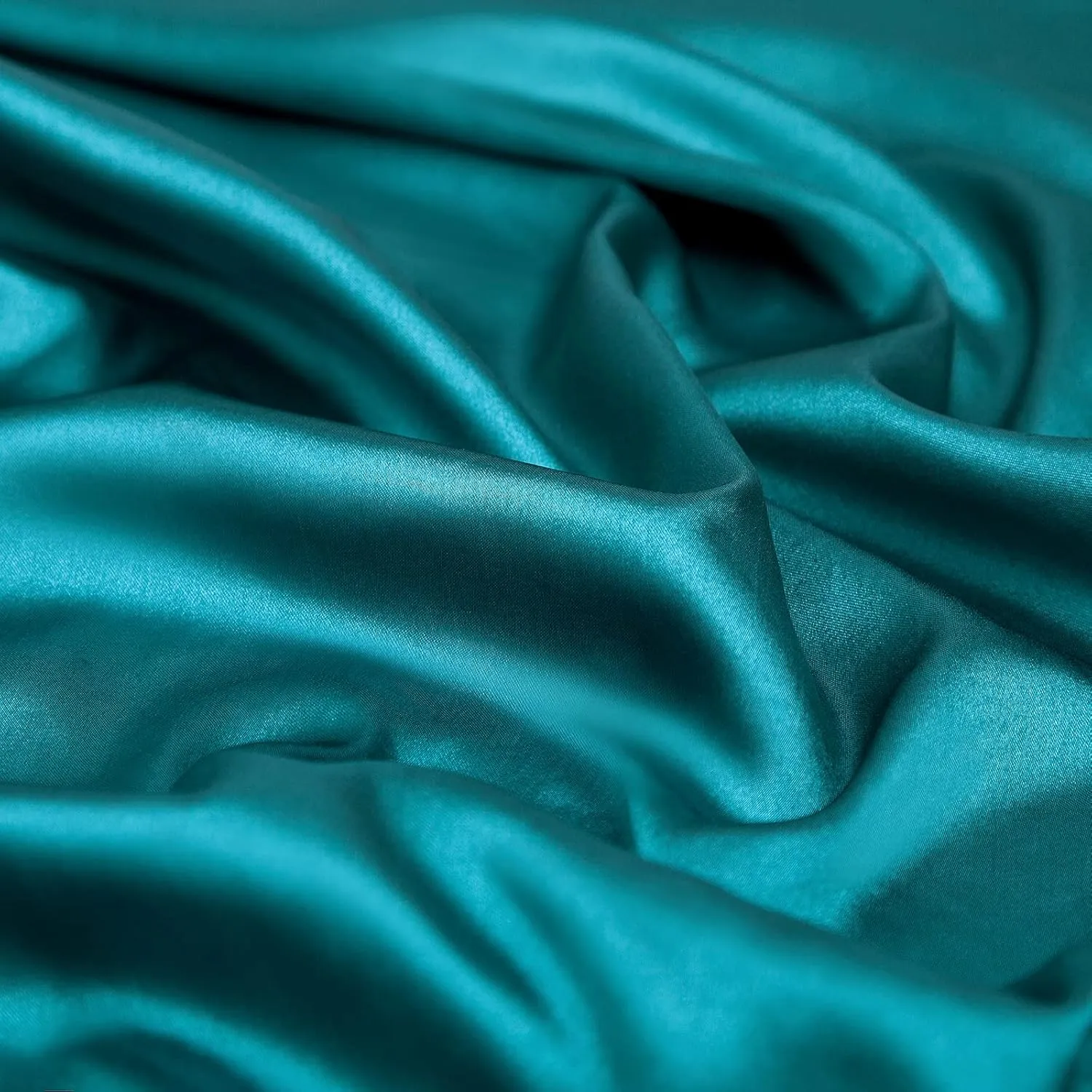 Queen Size Soft Satin Silk Bed Sheets Teal Satin Silk Sheet Set, 12" Deep Pocket Fitted Sheet   1 Flat Sheet   2 Pillowcases