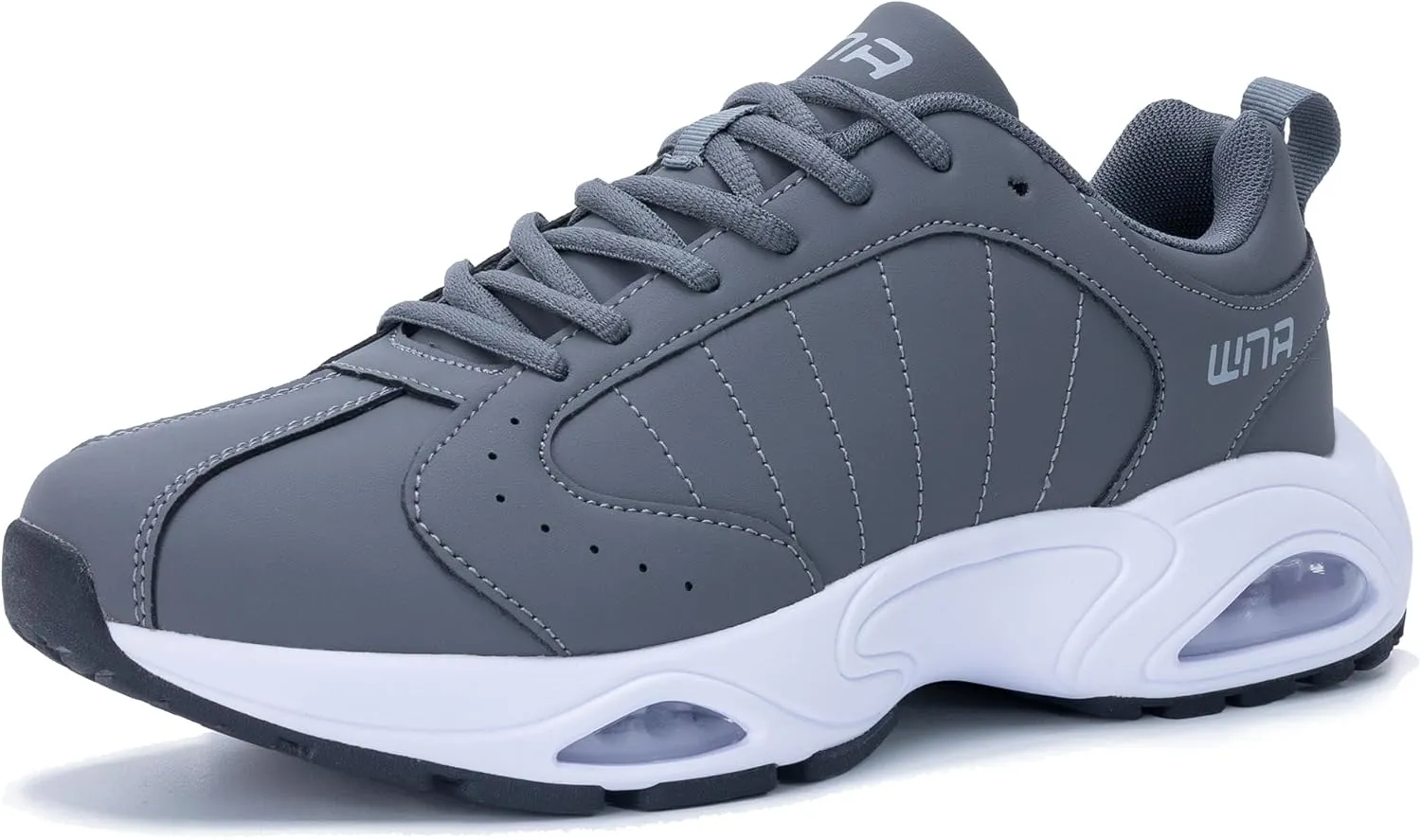 Quseek Mens Running Shoes Athletic Fashion Leather Sneakers Comfortable Non Slip Walking Jogging Workout Gym Sports Shoe Size 7-13