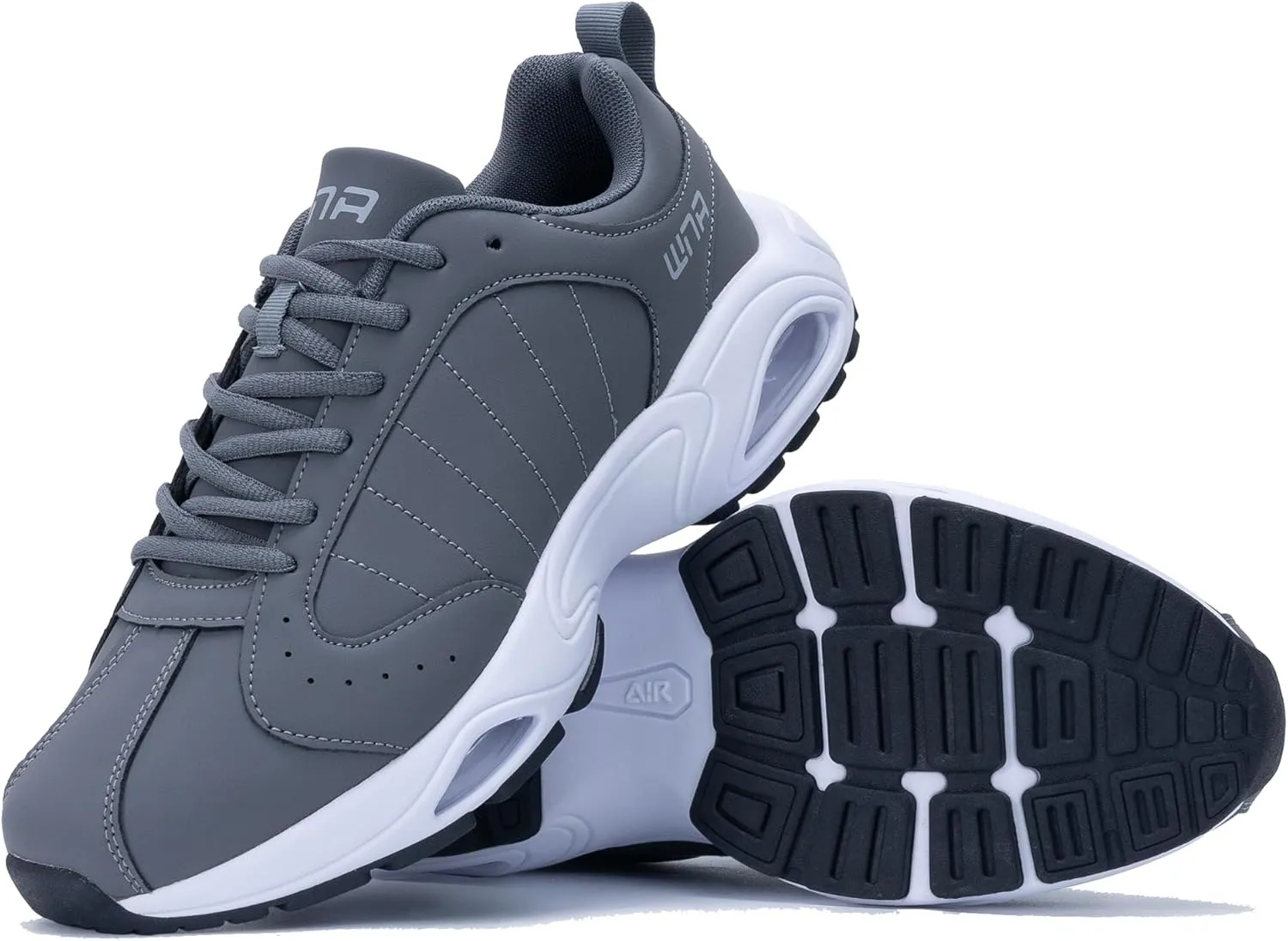 Quseek Mens Running Shoes Athletic Fashion Leather Sneakers Comfortable Non Slip Walking Jogging Workout Gym Sports Shoe Size 7-13