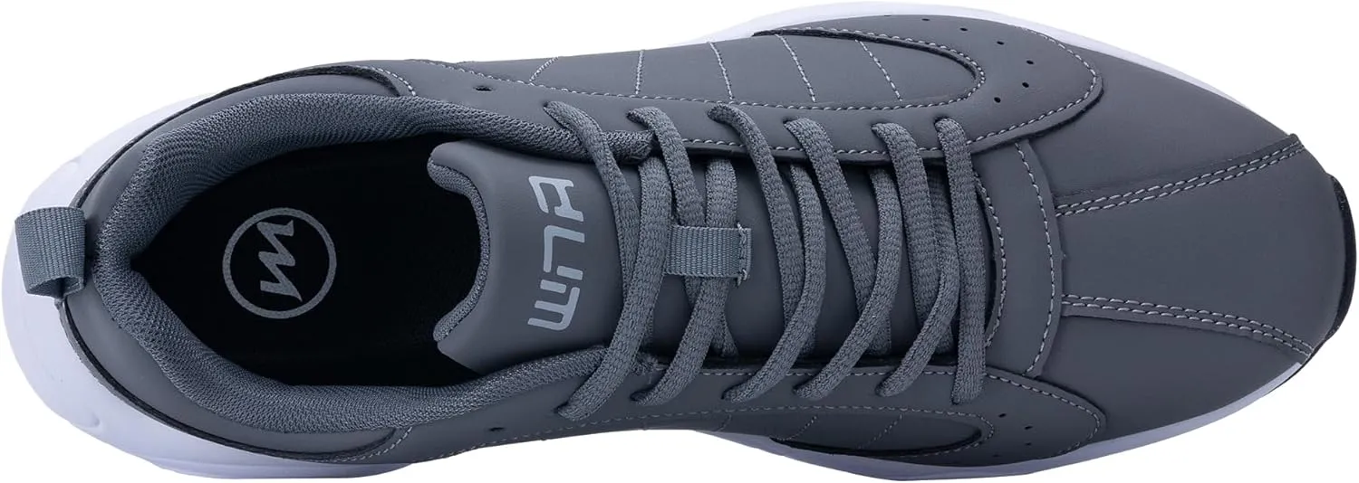 Quseek Mens Running Shoes Athletic Fashion Leather Sneakers Comfortable Non Slip Walking Jogging Workout Gym Sports Shoe Size 7-13