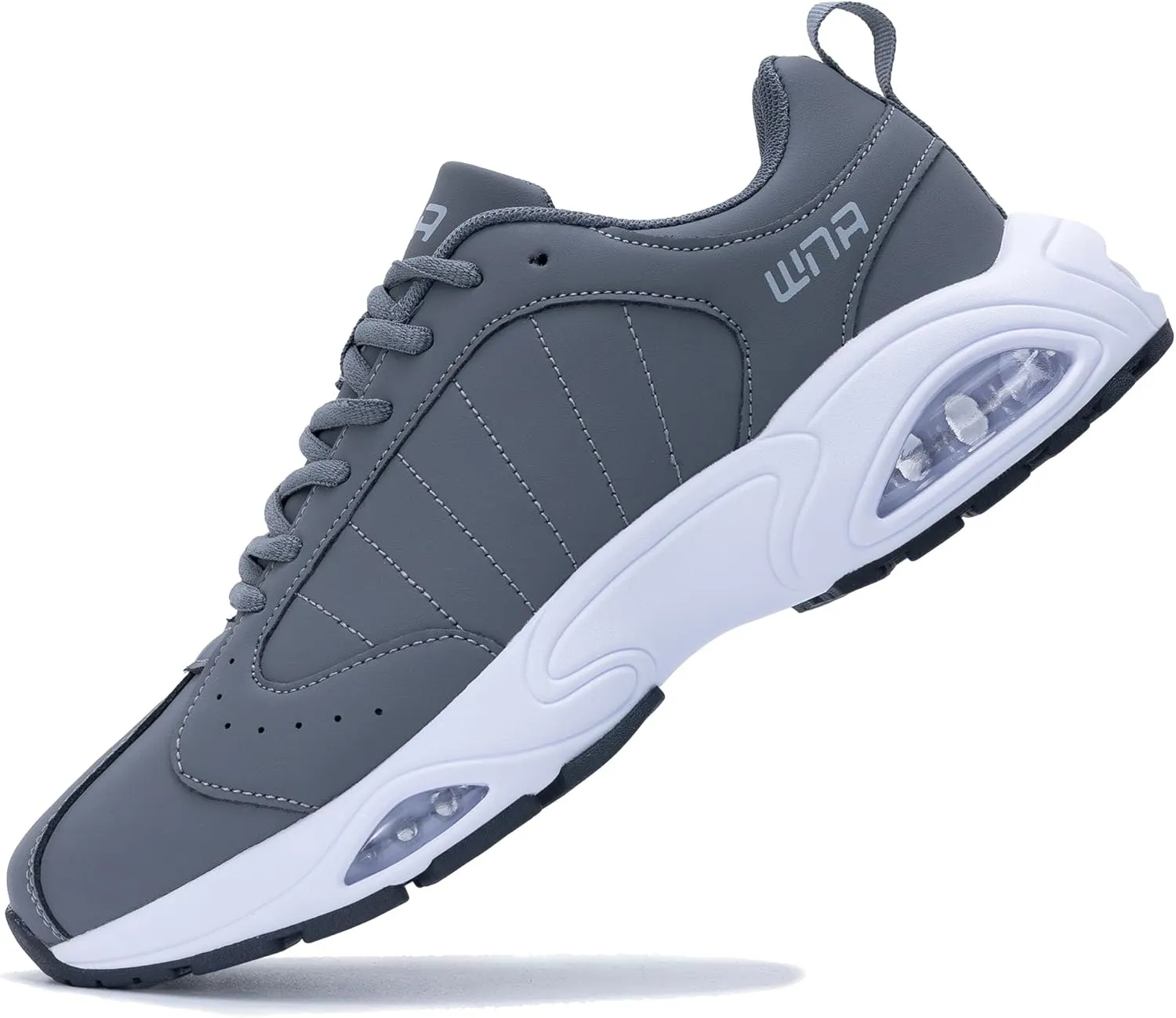 Quseek Mens Running Shoes Athletic Fashion Leather Sneakers Comfortable Non Slip Walking Jogging Workout Gym Sports Shoe Size 7-13