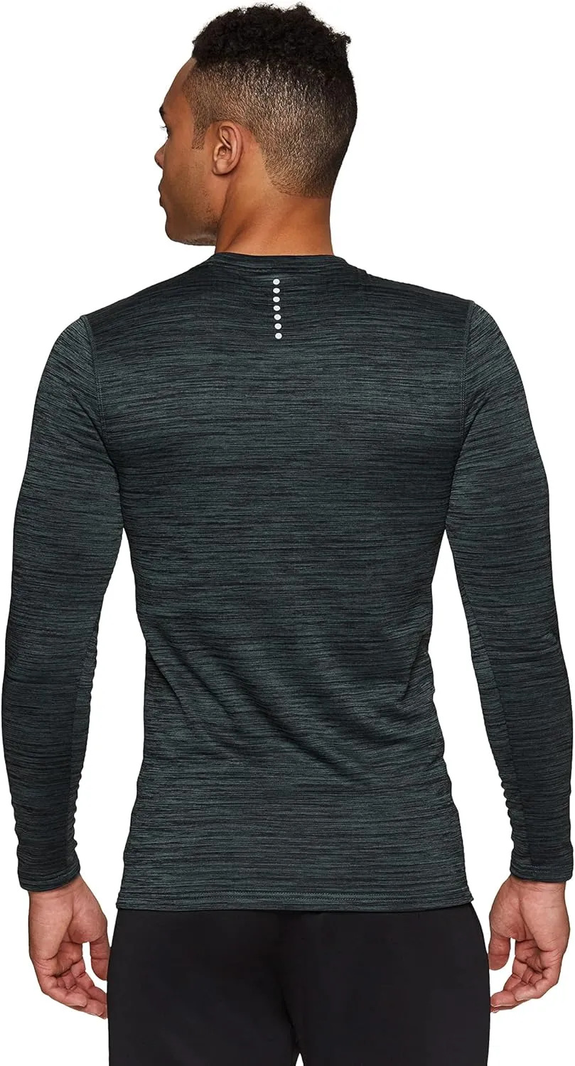 RBX Active Men's Athletic Performance Long Sleeve Crew Neck Fleece Lined Insulated Fitted Base Layer T-Shirt