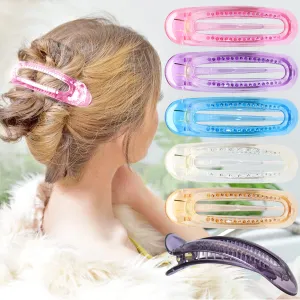 RC ROCHE ORNAMENT 6 Pcs Flat Hair Clips Alligator Duckbill French Barrette Classic Side Slide Firm Grip Plastic Styling Lay Flat Claw for Womens, Large Transparent Multicolor