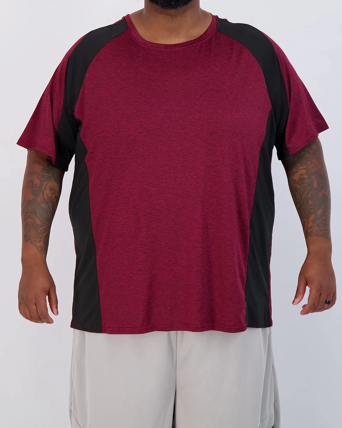 Real Essentials 3 Pack: Men’s Big & Tall Tech Stretch Long-Sleeve & Short-Sleeve Dry-Fit T-Shirt (3XT-5XT)