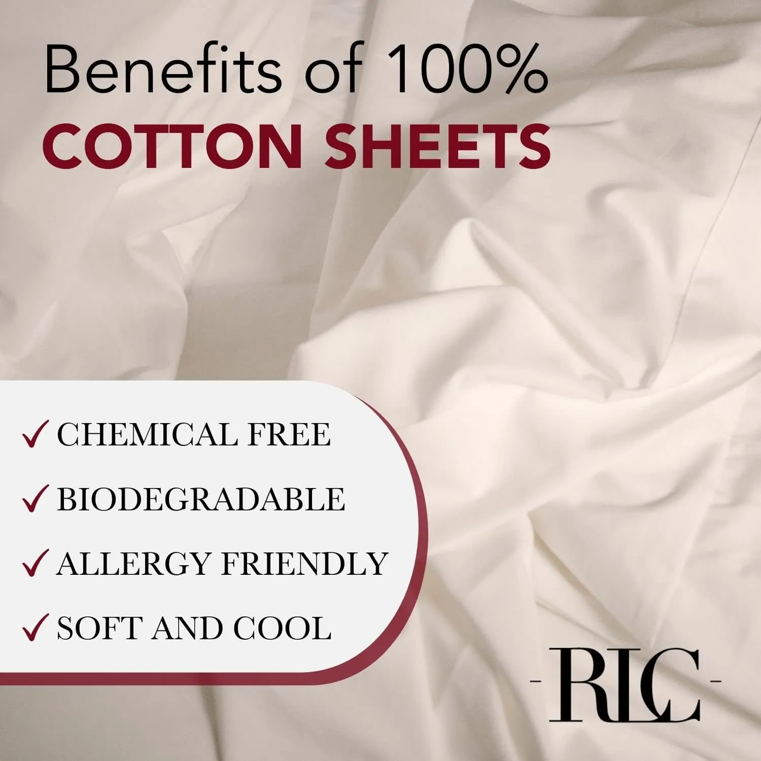 Red Land Cotton Luxury Sheet Set | 100% American Grown Cotton Basics | Premium Hotel Ultra-Soft Lightweight 4 Piece USA Made Deep Fitted, Flat Sheet, & Pillowcases Percale Weave (Cal King/Natural)