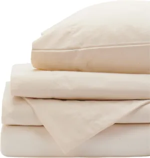 Red Land Cotton Luxury Sheet Set | 100% American Grown Cotton Basics | Premium Hotel Ultra-Soft Lightweight 4 Piece USA Made Deep Fitted, Flat Sheet, & Pillowcases Percale Weave (Cal King/Natural)