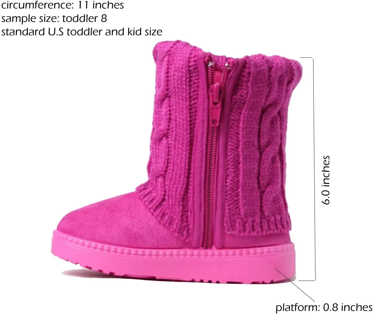 REDVOLUTION Kids Boots Toddler Girls Cute 2 Buttons || Rhinestone Faux Fur Suede Knitting Shoe