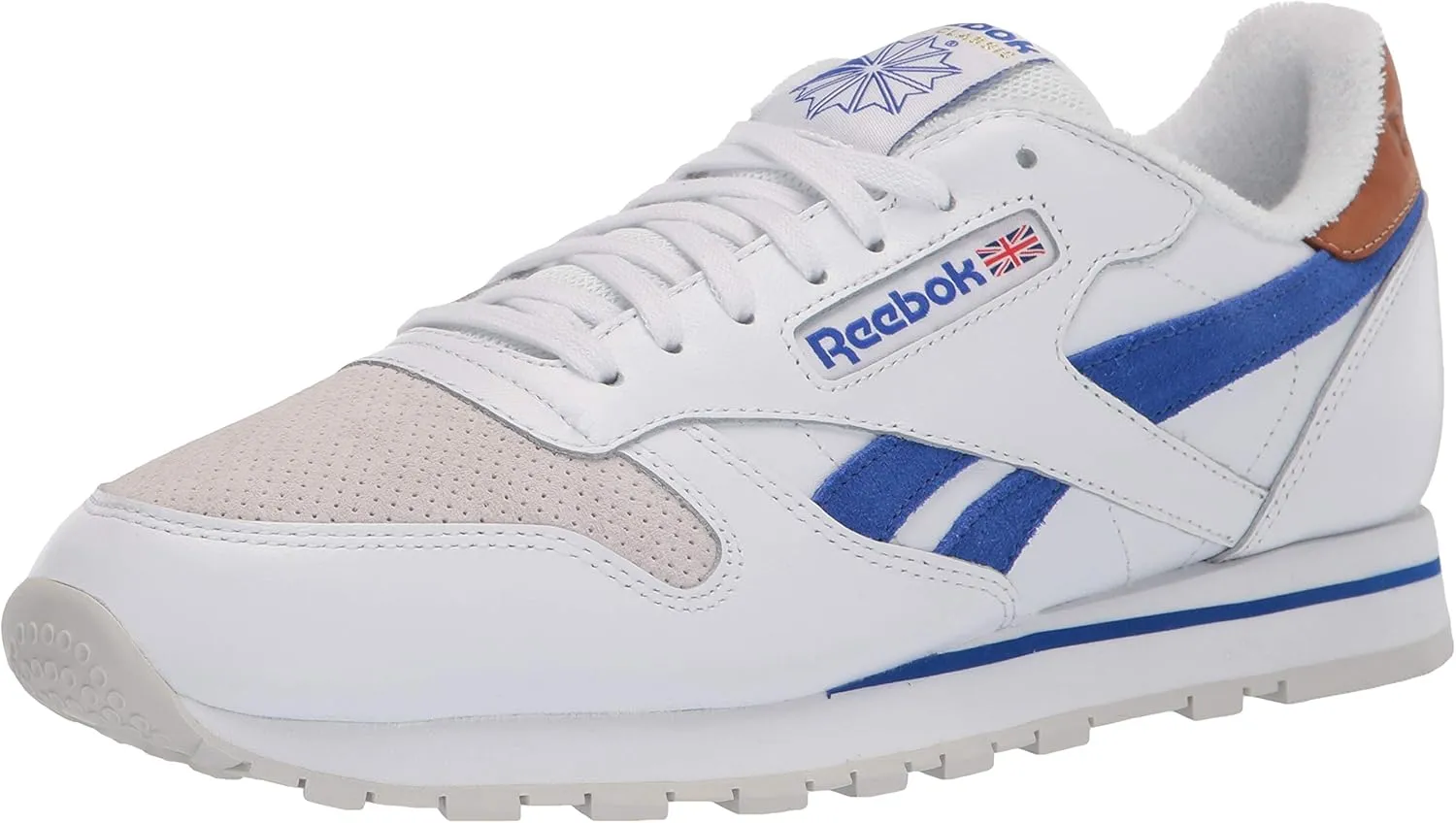 Reebok mens Classic Leather Sneaker, White/Court Blue/Morning Fog, 9 US