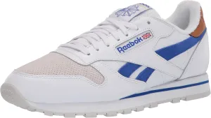 Reebok mens Classic Leather Sneaker, White/Court Blue/Morning Fog, 9 US