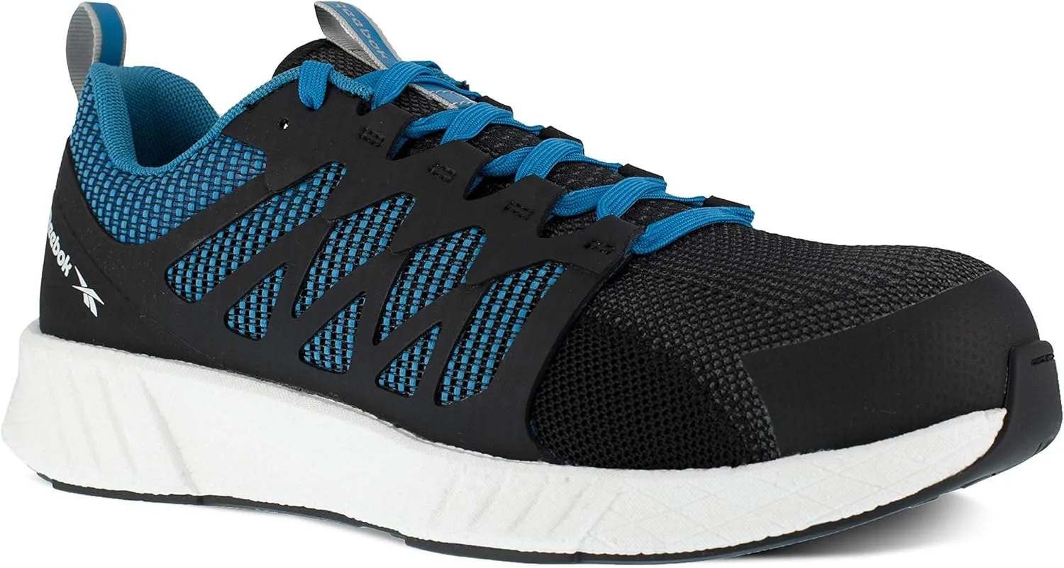 Reebok Work Men's RB4314 Fusion Flexweave Safety Composite Toe Athletic Work Shoe Black and Blue, 15 Wide