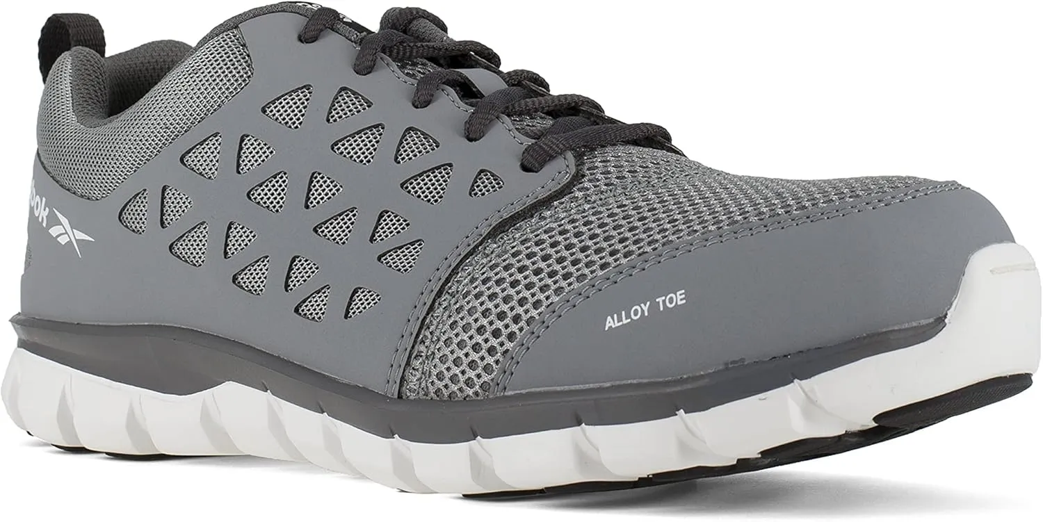 Reebok Work RB4042 Mens Sublite Cushion Work Safety Extra Wide Alloy Toe Lightweight and Flexible Athletic Work Shoe Grey