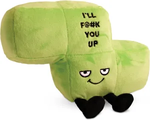 Retro Block Plushie - I'll Mess You Up Funny Block Plush, Gift for Gamers, Sassy Plush Toy for Gifting