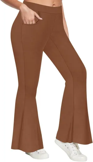 RITERA Plus Size Pants for Women Long Flared Pants Oversized Boot Cut Leggings Tummy Control Bell-Bottoms Basic Tight