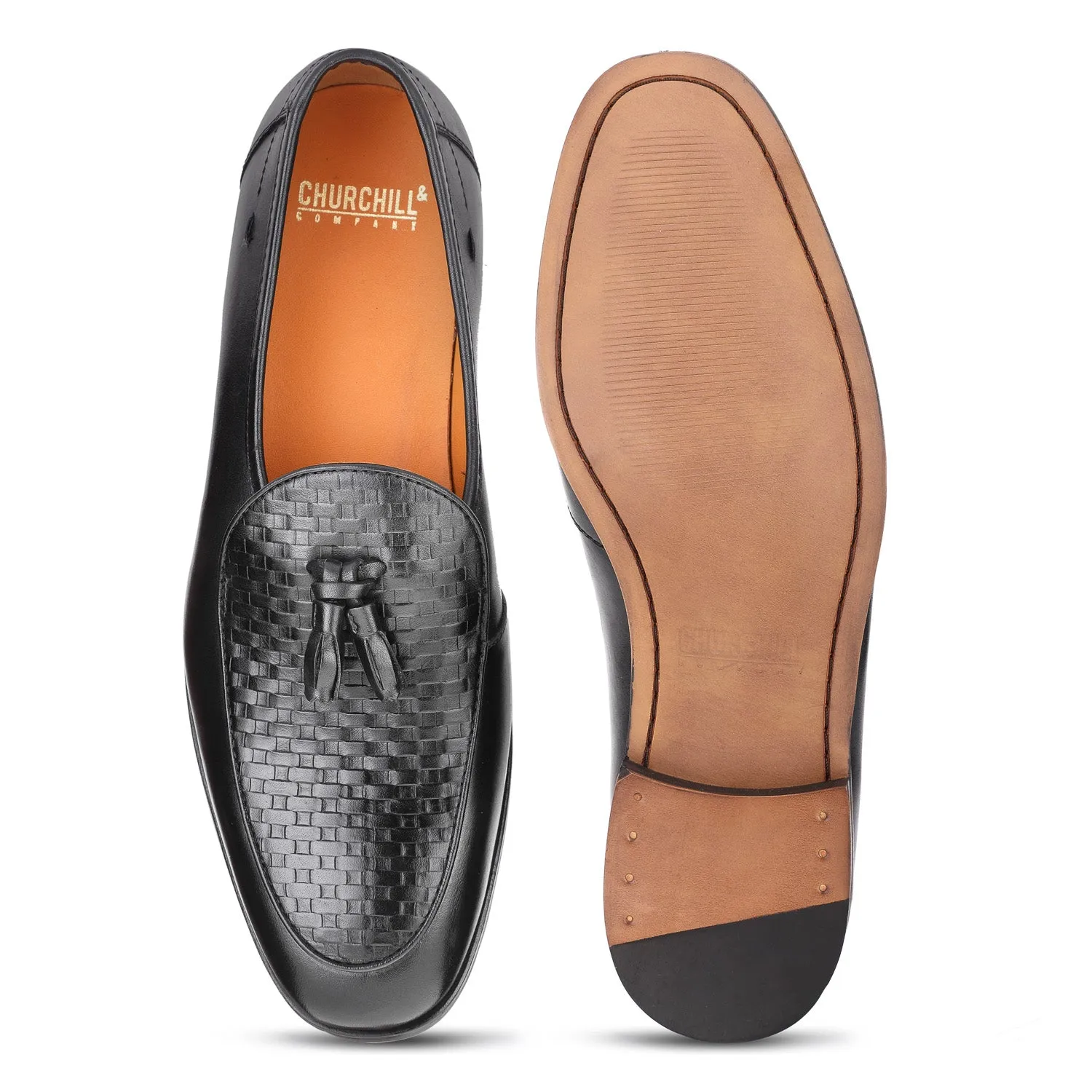 Rob: Black Textured Belgian Loafer