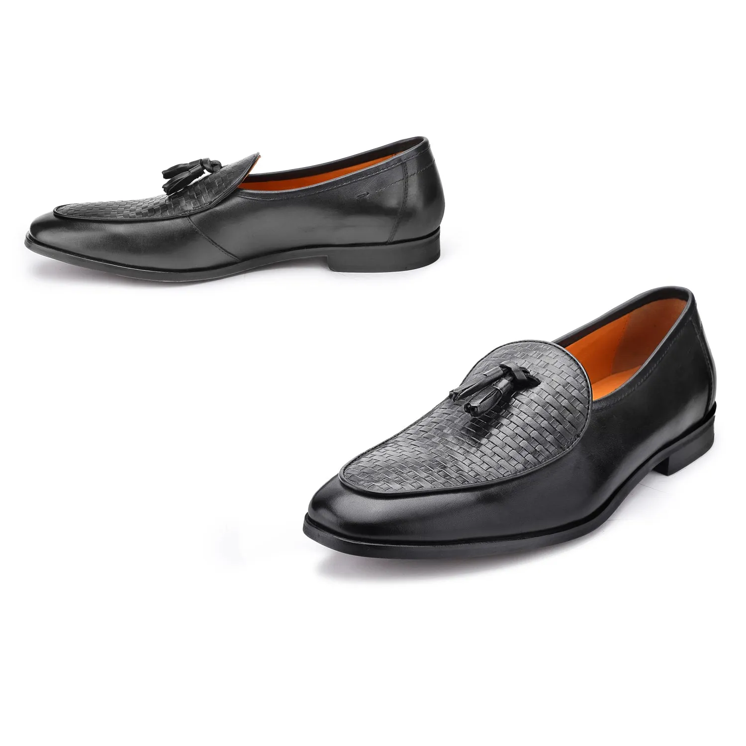 Rob: Black Textured Belgian Loafer