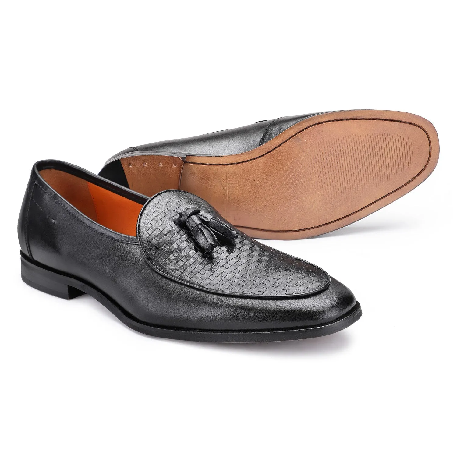 Rob: Black Textured Belgian Loafer