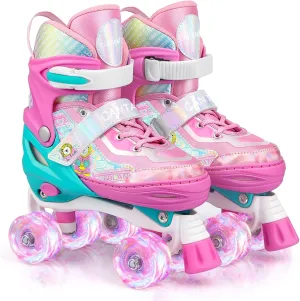 Roller Skates for Kids Girls Boys 4 Size Adjustable Kids Roller Skates with Wheels Light up for Children, Teens, Beginner & Advance, Indoor Outdoor