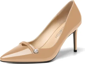 ROSERWISH Womens Fashion Party Patent Sexy Pointed Toe Slip On Stiletto High Heel Pumps Dress Shoes 3.5 Inch
