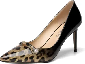 ROSERWISH Womens Fashion Party Patent Sexy Pointed Toe Slip On Stiletto High Heel Pumps Dress Shoes 3.5 Inch