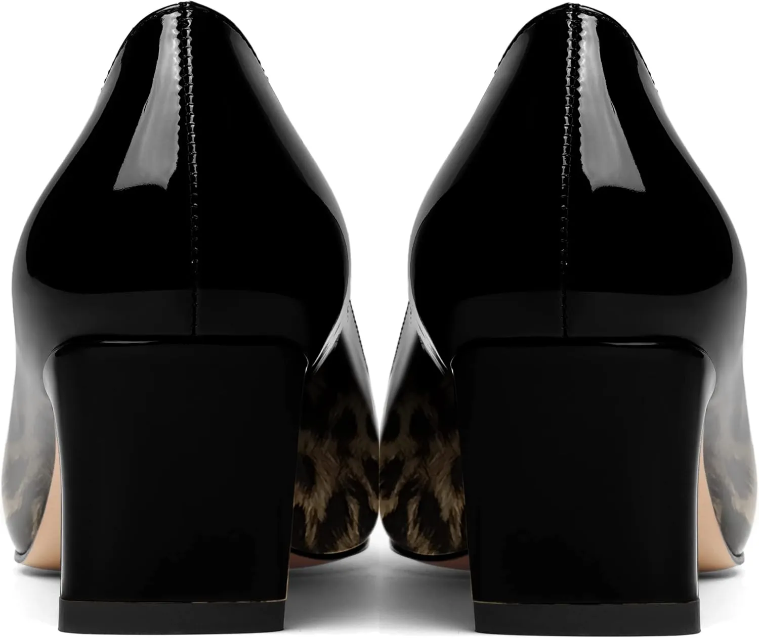 ROSERWISH Womens Slip On Patent Pointed Toe Dating Chunky Low Heel Pumps Dress Shoes 2 Inch