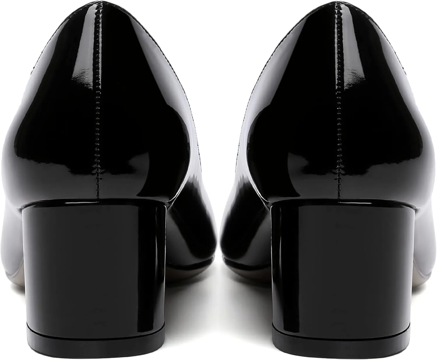 ROSERWISH Womens Slip On Pointed Toe Work Formal Office Patent Chunky Low Heel Pumps Dress Shoes 2 Inch