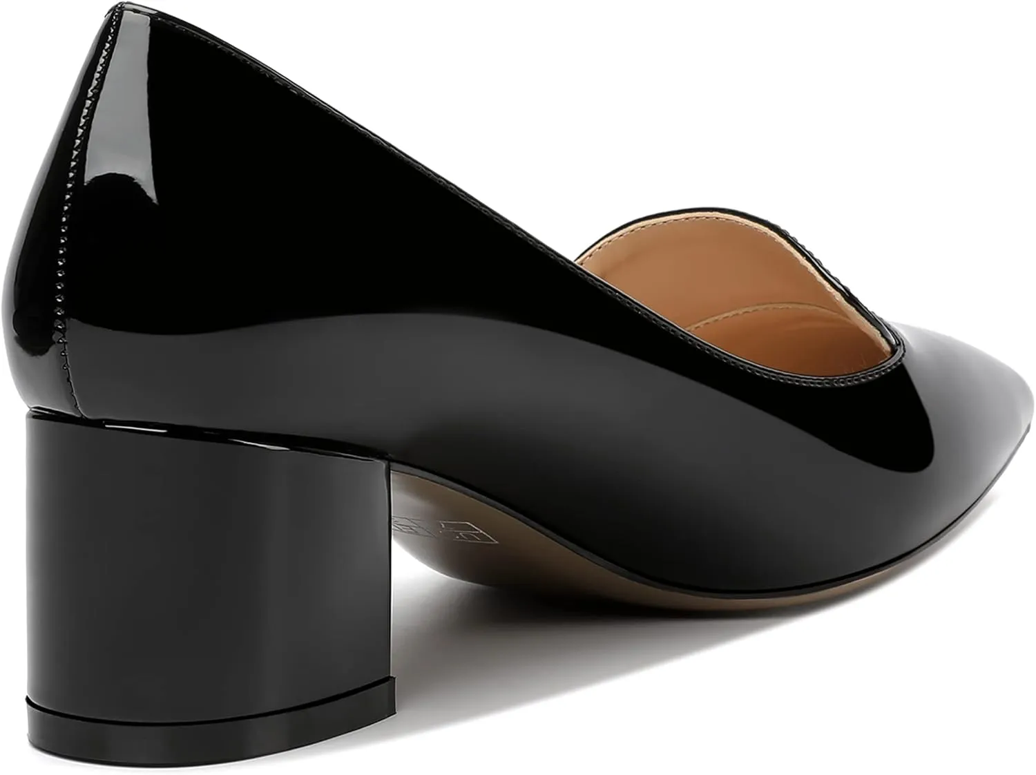 ROSERWISH Womens Slip On Pointed Toe Work Formal Office Patent Chunky Low Heel Pumps Dress Shoes 2 Inch