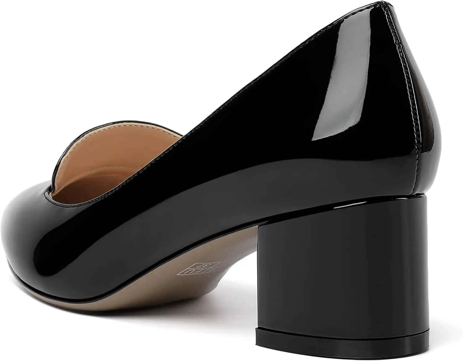 ROSERWISH Womens Slip On Pointed Toe Work Formal Office Patent Chunky Low Heel Pumps Dress Shoes 2 Inch