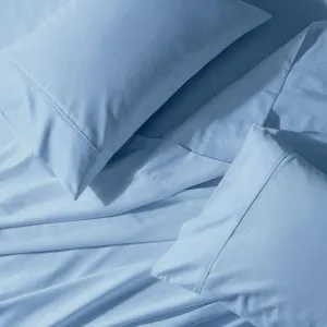 Royal Tradition Solid 650 Thread Count Cotton Blend King/California King Size Attached Water Bed Sheet Set (Blue) Wrinkle Resistant Waterbed Sheets