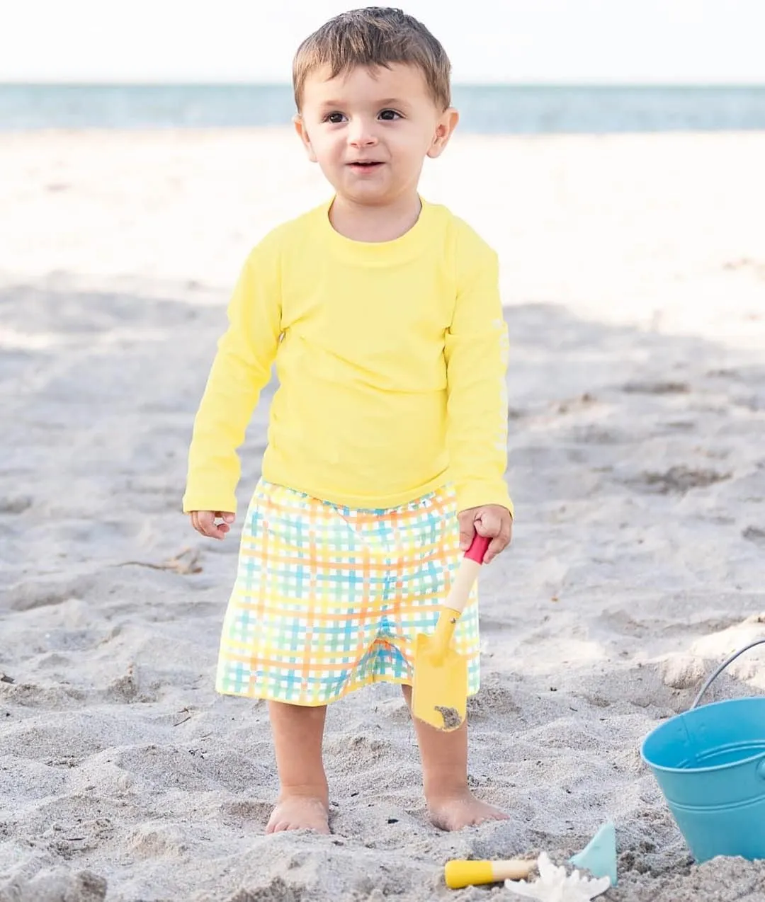 RUGGEDBUTTS® Baby/Toddler Boys Long Sleeve Rash Guard Swim Shirt w/UPF 50 
