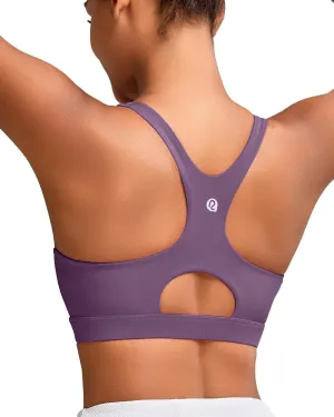 RUNNING GIRL Sports Bras for Women High Support,Racerback High Impact Grey Sports Bra Moulded Cup Workout Bra Push up
